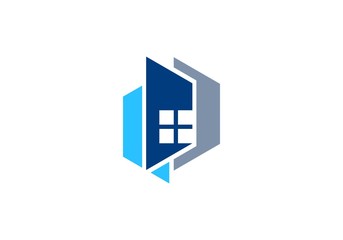 house logo, real estate symbol icon, apartment home building vector design