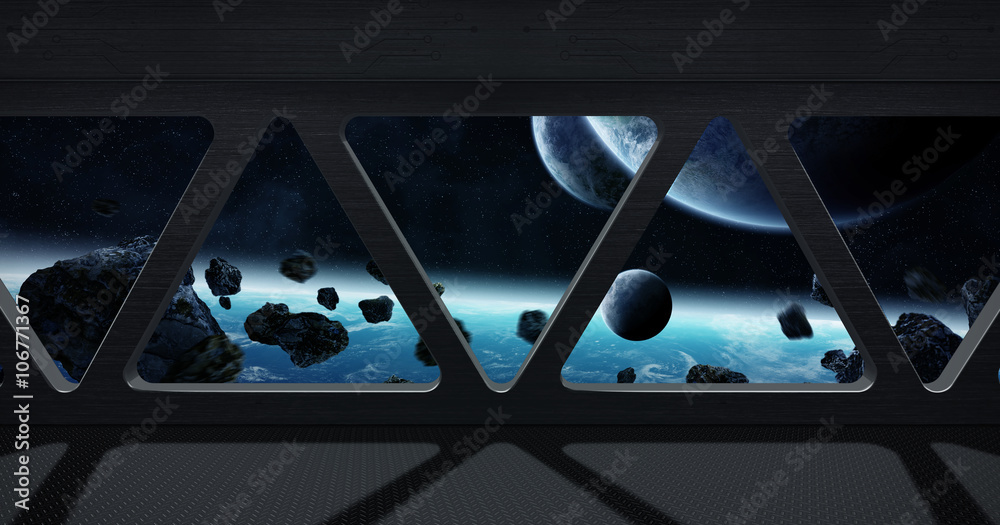 Canvas Prints view of outer space from inside a space station