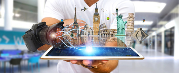 Man traveling the world with his digital camera