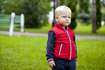 Fototapeta premium Close up, Blonde baby boy