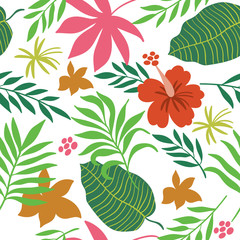 Naklejka premium tropical leaves seamless pattern
