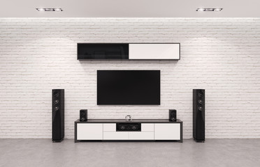 Modern Home Cinema System. 3d Illustration.