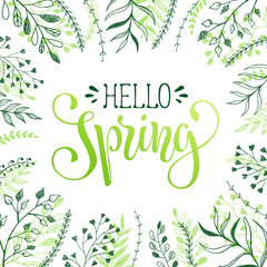 Hello spring greeting card