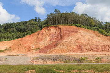 rock strata layers of the soil on broken mountain