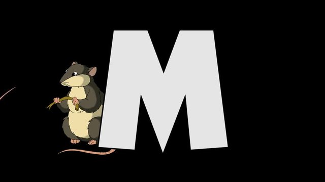 Letter M and  Mouse (background)
Animated animal alphabet. HD footage with alpha channel. Animal in a background of letter.