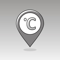 Degrees Celsius pin map icon. Meteorology. Weather