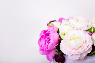 Fototapeta premium close up of bunch of beautiful summer flowers over white