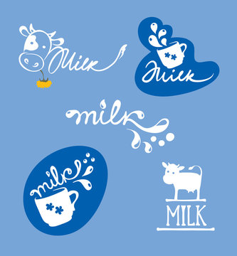 Vector illustrations -- logotype for dairy and milk
