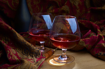 Two glasses of brandy