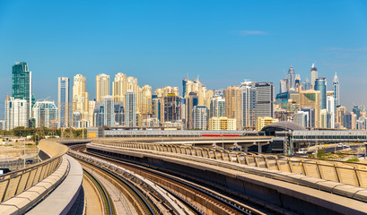 Fototapeta na wymiar View of Dubai Marina and Jumeirah districts, UAE