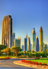 Fototapeta premium View of skyscrapers in Downtown Dubai - the UAE