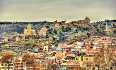 Naklejka premium Narikala fortress above the old town of Tbilisi