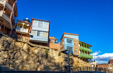 Traditional georgian architecture in the old town of Tbilisi