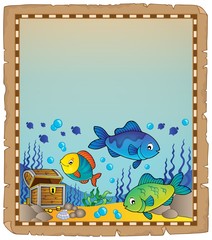 Naklejka premium Parchment with underwater theme 9