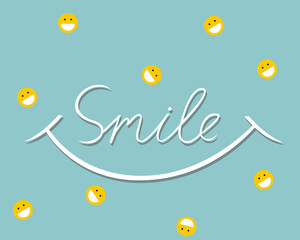 Smile design, font design, vector illustration, graphic, background
