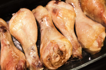 Fried chicken drumsticks, close up photo