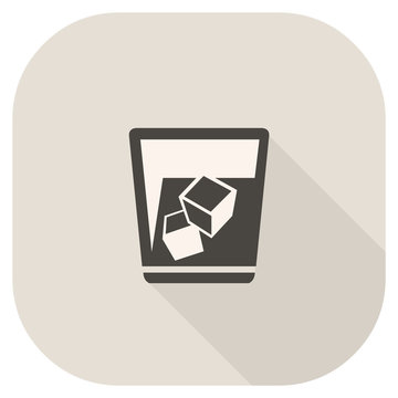 Vector icon illustration of a glass of whiskey.
Alcoholic flat icon cold drink.