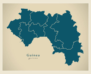 Fototapeta na wymiar Modern Map - Guinea with regions GN
