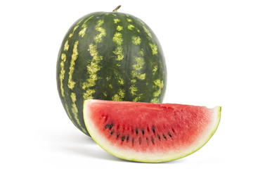 Sliced sweet ripe watermelons isolated on white background