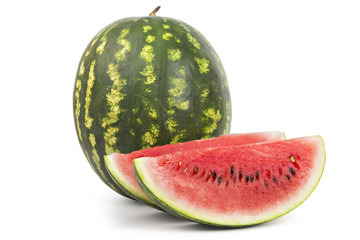 Sliced sweet ripe watermelons isolated on white background