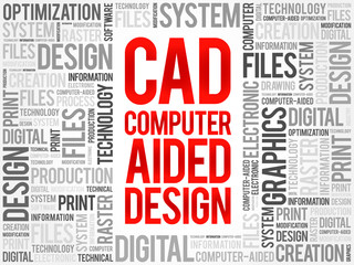 CAD - Computer Aided Design word cloud, business concept background