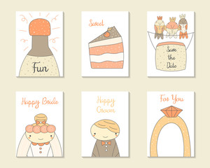 Cute hand drawn doodle baby shower, birthday, party cards