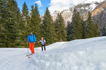 Alpine skiing with alpine guide instructor