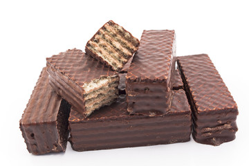 Chocolate wafers isolated on white
