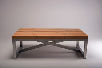 modern wooden table studio shot on white background