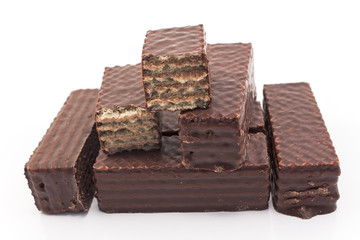 Chocolate wafers isolated on white