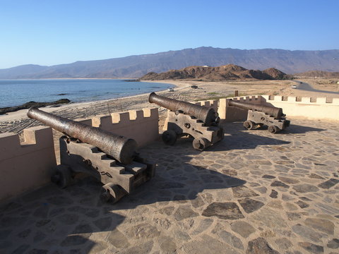 Cannons in front of Mirbat Castle, Oman