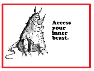 Cartoon illustration to 'access your inner beast'.