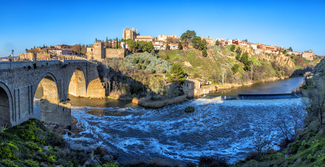 Panoramic view of Toledo with river Tajo, Spain