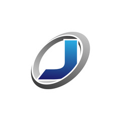 Single Modern Letter Initial Cirlce Swoosh Logo Vector j