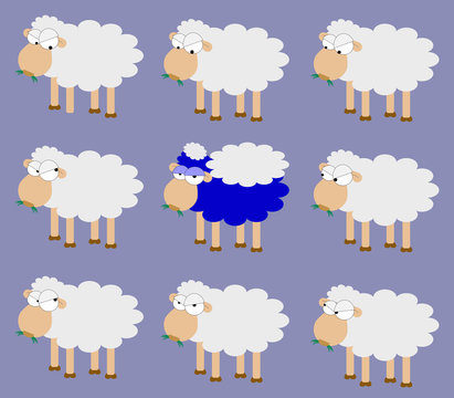 A blue sheep disguised with a grey wool among grey sheep: I don't want to be myself!
