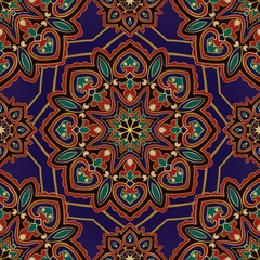 Papier peint Tuiles marocaines Riche ornement coloré.