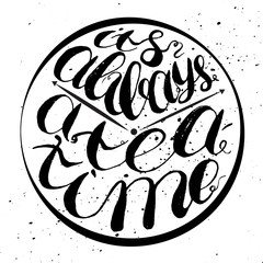 Hand drawn modern ink lettering with the rough edges.