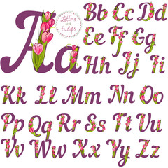 Alphabet, made with floral letters