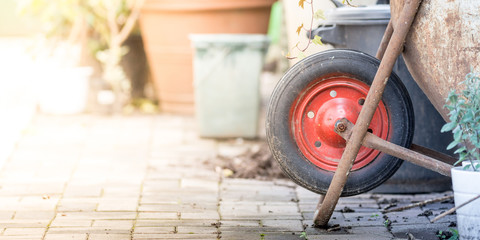 Fototapeta premium Construction site in the garden