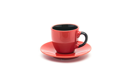 Red cup on white background