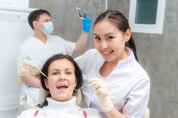 Female patient with open mouth