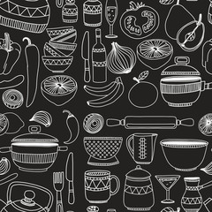 Set of hand drawn cookware. 