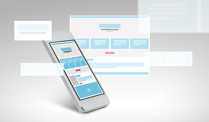 smarthphone with web page design on screen