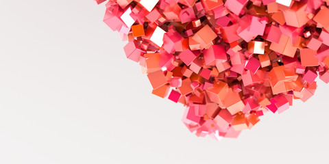 Abstract red cubes three dimensional background