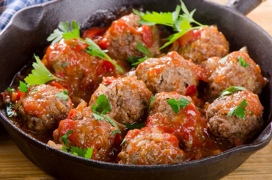 Meatballs with Tomato Sauce and herbs.