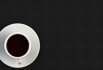 Obraz na płótnie Canvas 3D rendering coffee cup on black stone table