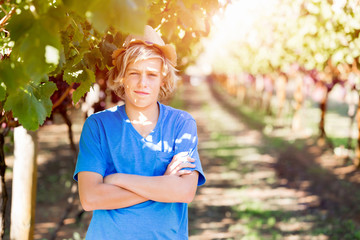Boy in vineyard