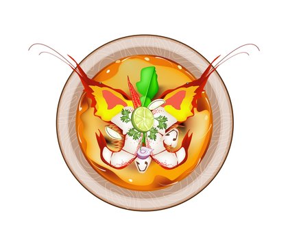 Tom Yum Goong or Thai Sour Soup with Prawns
