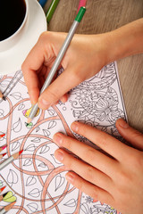 Adult antistress colouring book with pencils