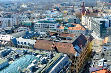 Old european city Wroclaw. Poland, red roofs and cathedrals